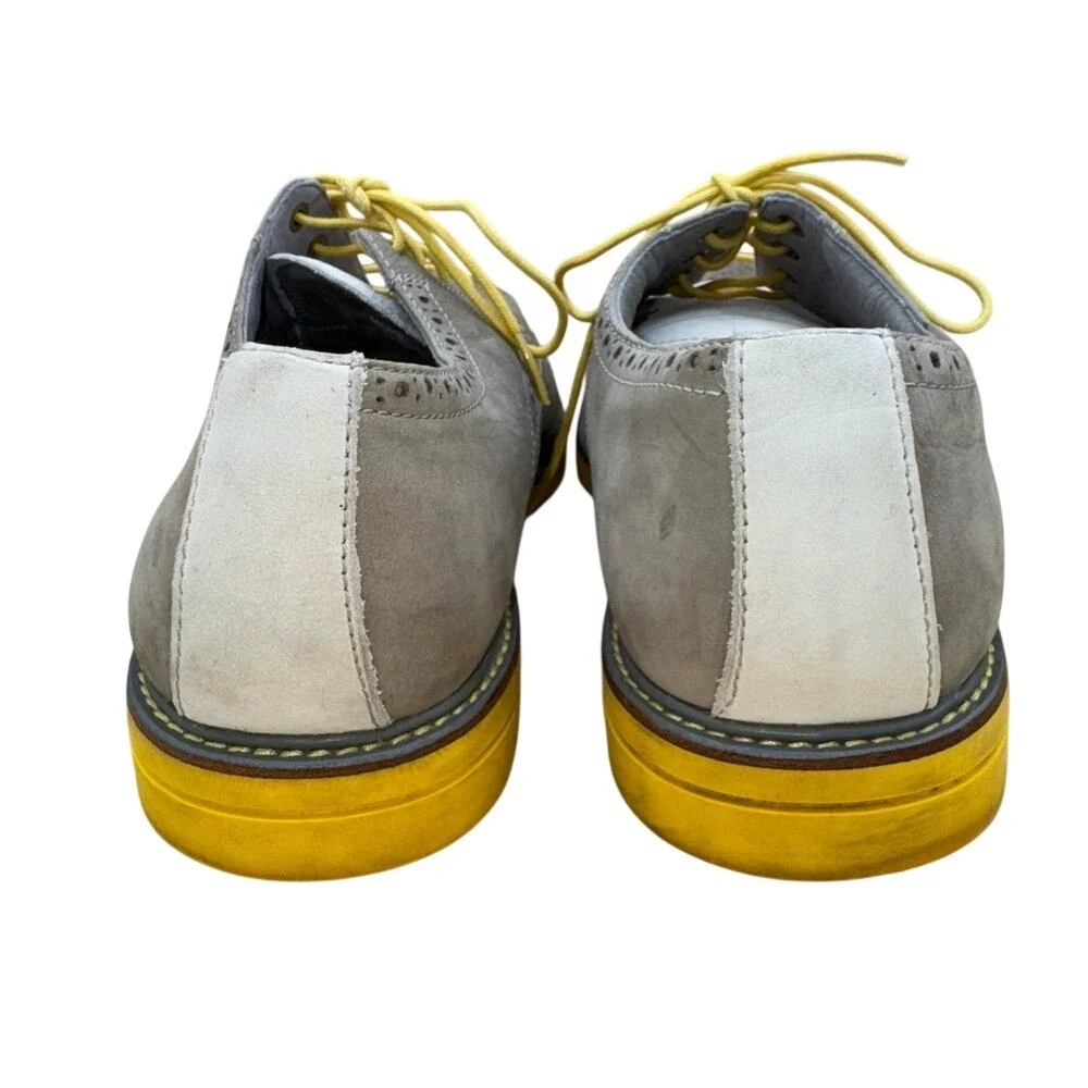 SPERRY Gold Cup Gray and Yellow Nubuck Wingtip Oxford Shoes Men's Size 11.5 VGUC